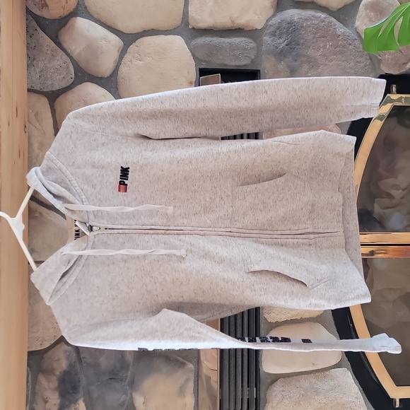 Victoria's Secret Pink zip up hoodie.  Love pink sparkly sequins Back and sleeve - Picture 5 of 6